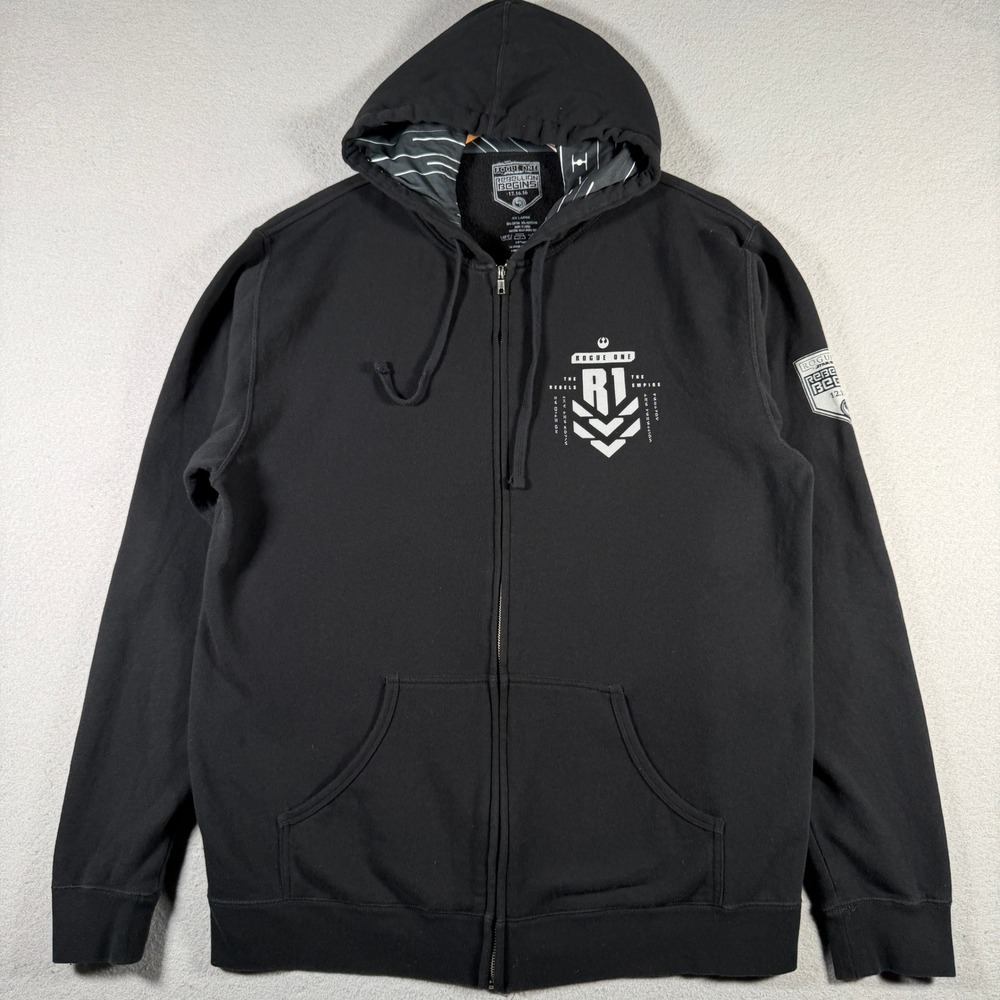 Star Wars Rogue One Rebellion Begins Black Full Zip Hoodie Mens 2XL Graphic R1